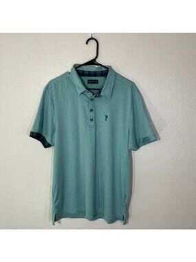 William Murray Green Tartan Plaid Trim Golf Polo Shirt Large L